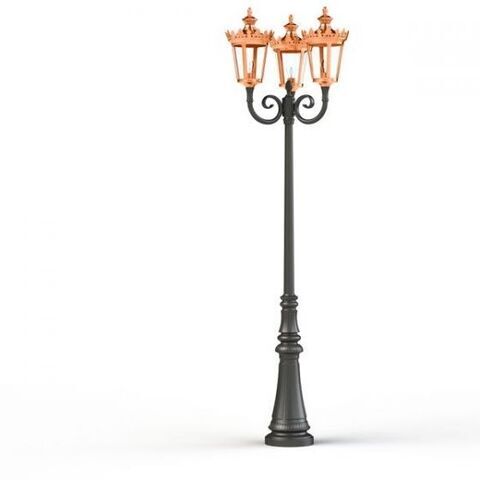 Dreiflammige Gartenleuchte aus Kupfer im Empire-Stil – Louvre Nr. 10 | Roger Pradier